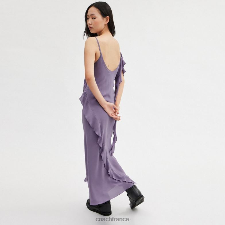 Coach femmes robe biaisée à fines bretelles violet HHR6J519