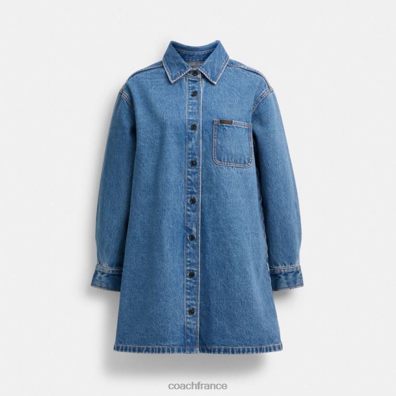 Coach femmes robe chemise en jean Bleu indigo HHR6J521