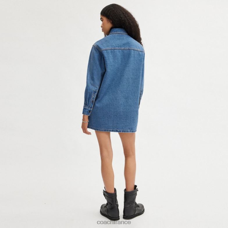 Coach femmes robe chemise en jean Bleu indigo HHR6J521
