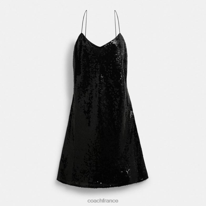 Coach femmes robe courte à sequins noir HHR6J515