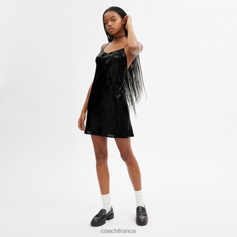 Coach femmes robe courte à sequins noir HHR6J515