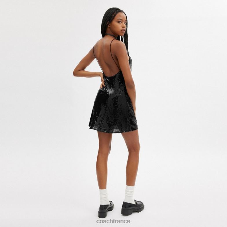 Coach femmes robe courte à sequins noir HHR6J515