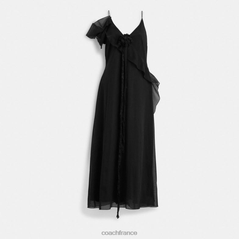 Coach femmes robe en tulle à volants noir HHR6J517