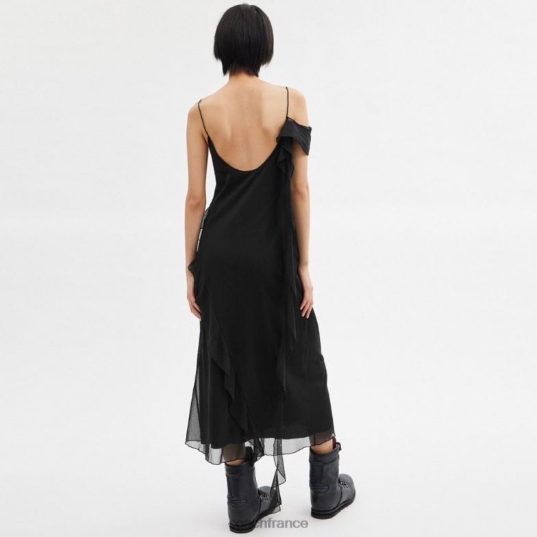 Coach femmes robe en tulle à volants noir HHR6J517