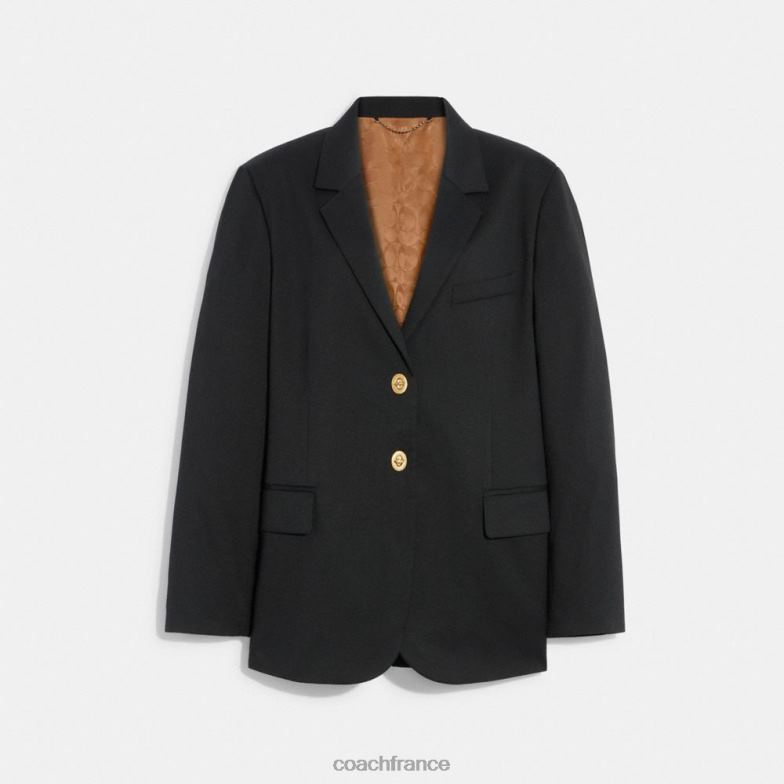 Coach femmes blazer décontracté avec doublure emblématique noir HHR6J469