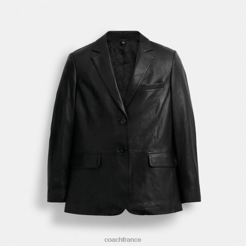 Coach femmes blazer en cuir noir HHR6J432