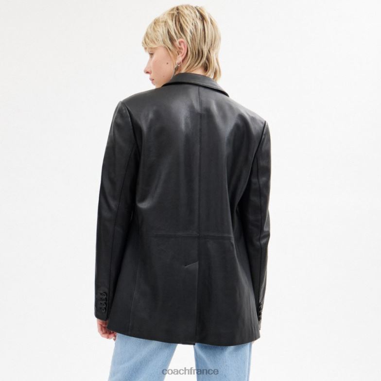 Coach femmes blazer en cuir noir HHR6J432
