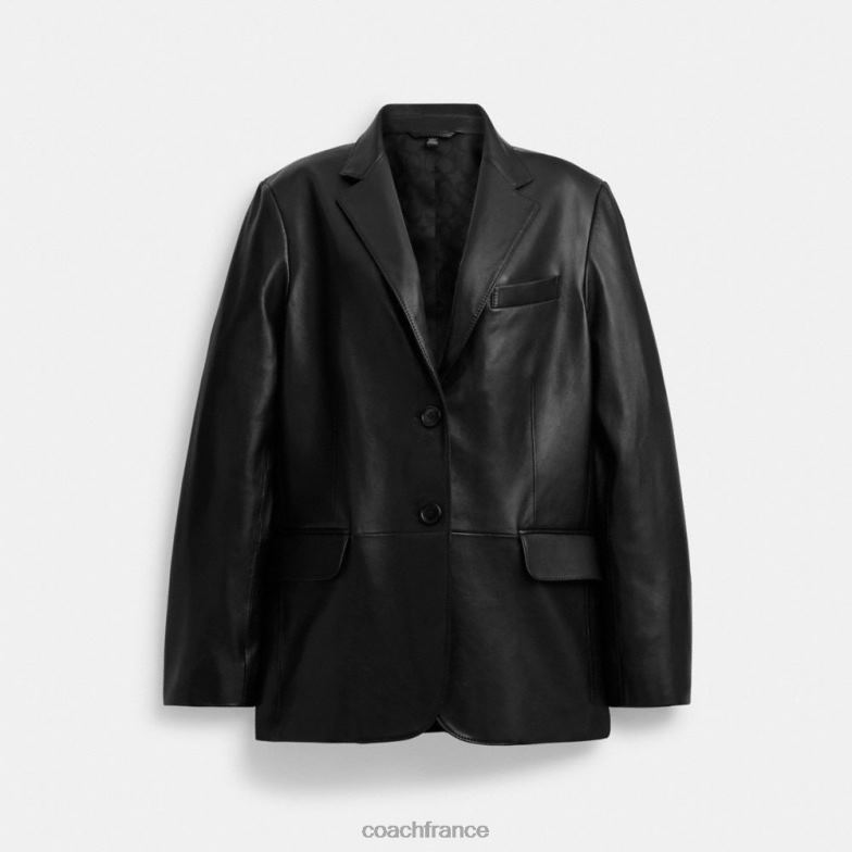 Coach femmes blazer en cuir noir HHR6J460