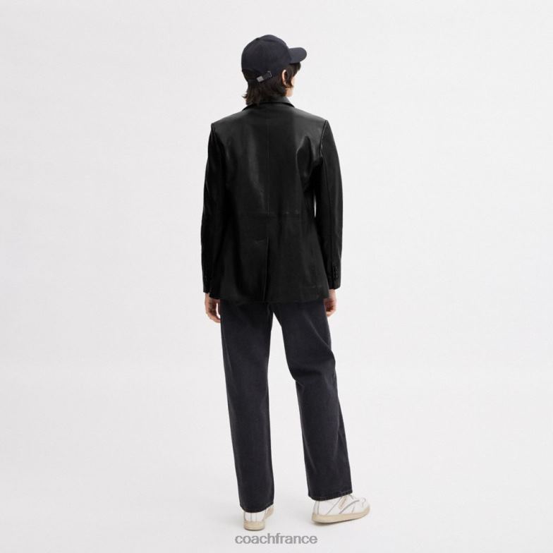 Coach femmes blazer en cuir noir HHR6J460