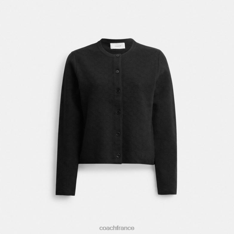Coach femmes cardigan court en maille signature noir HHR6J452