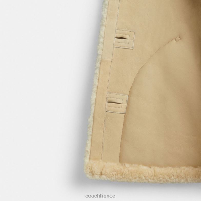 Coach femmes manteau en shearling color block sur l'ensemble ivoire multicolore HHR6J442