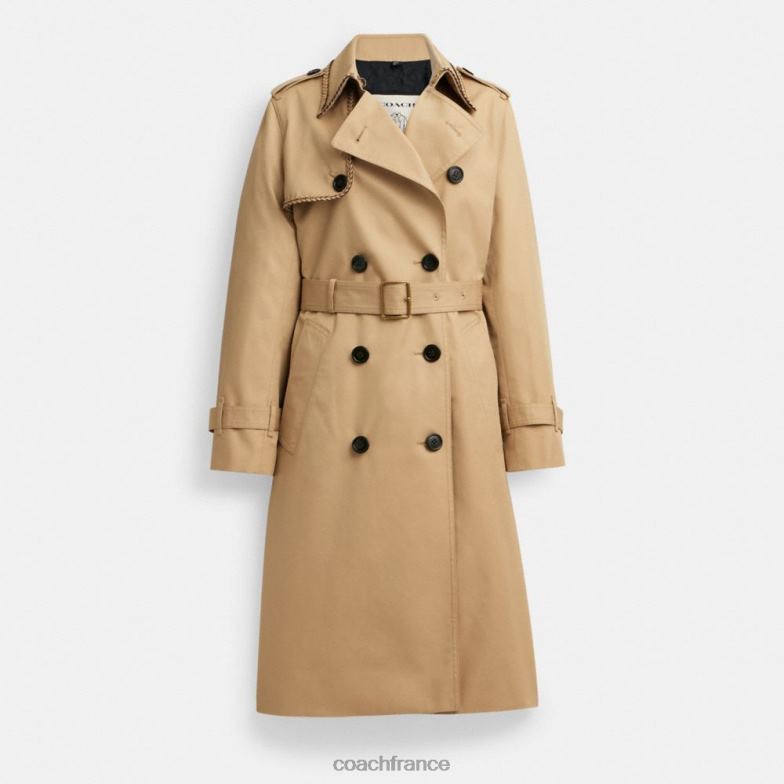 Coach femmes trench avec détail tressé kaki HHR6J459