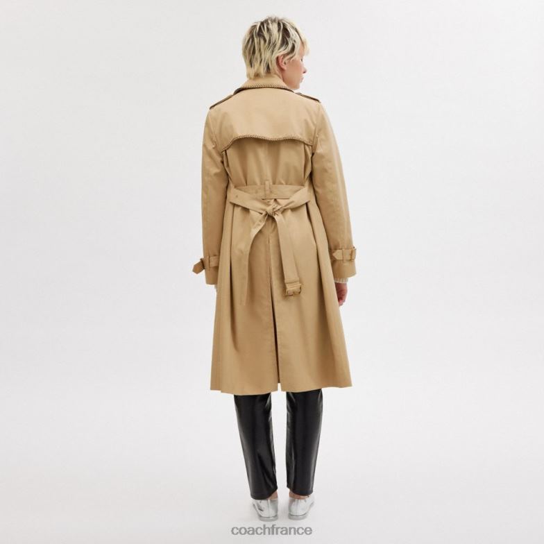 Coach femmes trench avec détail tressé kaki HHR6J459