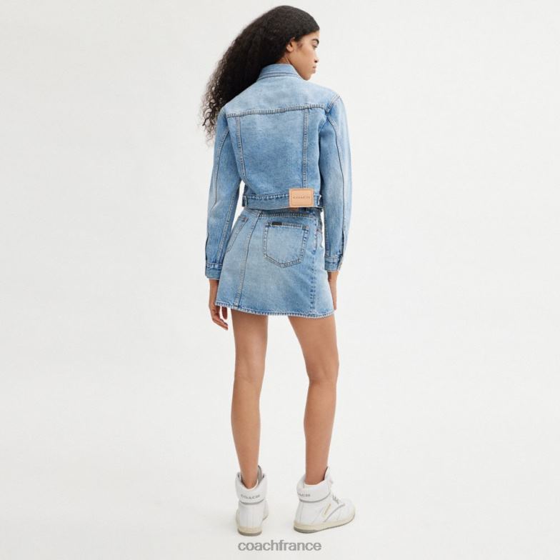 Coach femmes veste courte en jean bleu clair HHR6J445