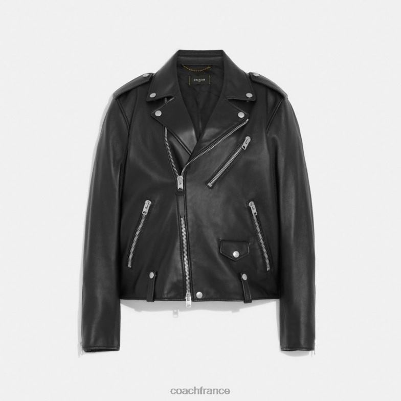 Coach femmes veste de moto noir HHR6J468