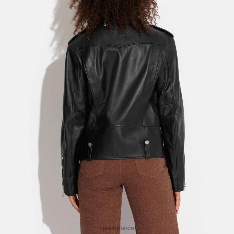 Coach femmes veste de moto noir HHR6J468