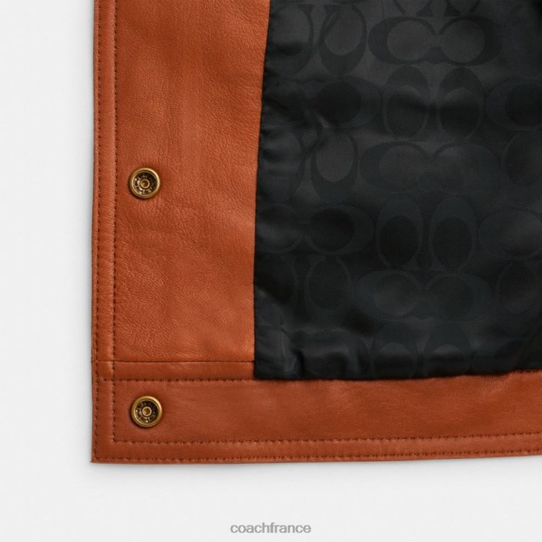 Coach femmes veste en daim tressée ambre bruni HHR6J457