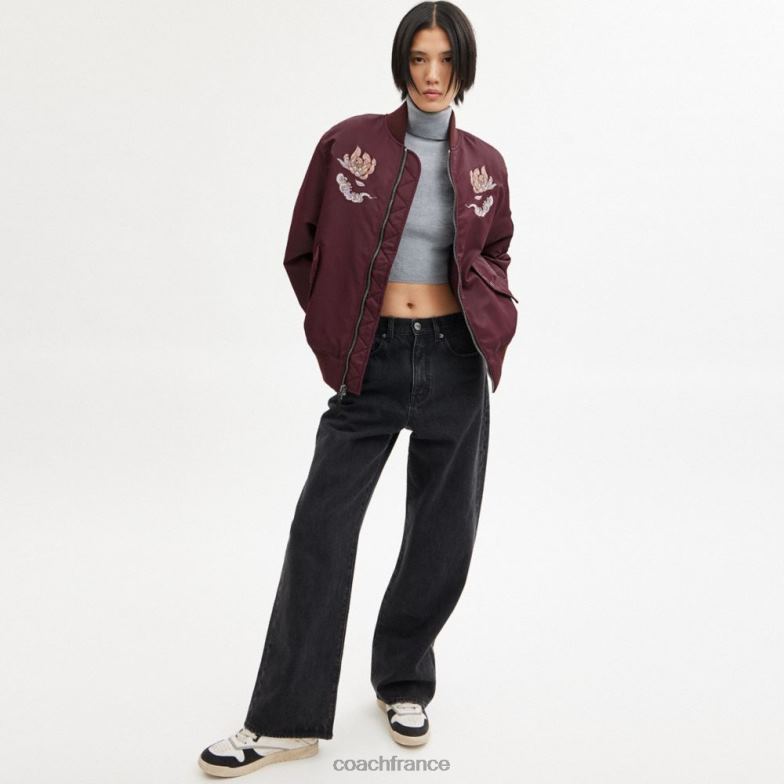 Coach femmes veste ma-1 du nouvel an avec dragon Bourgogne HHR6J431