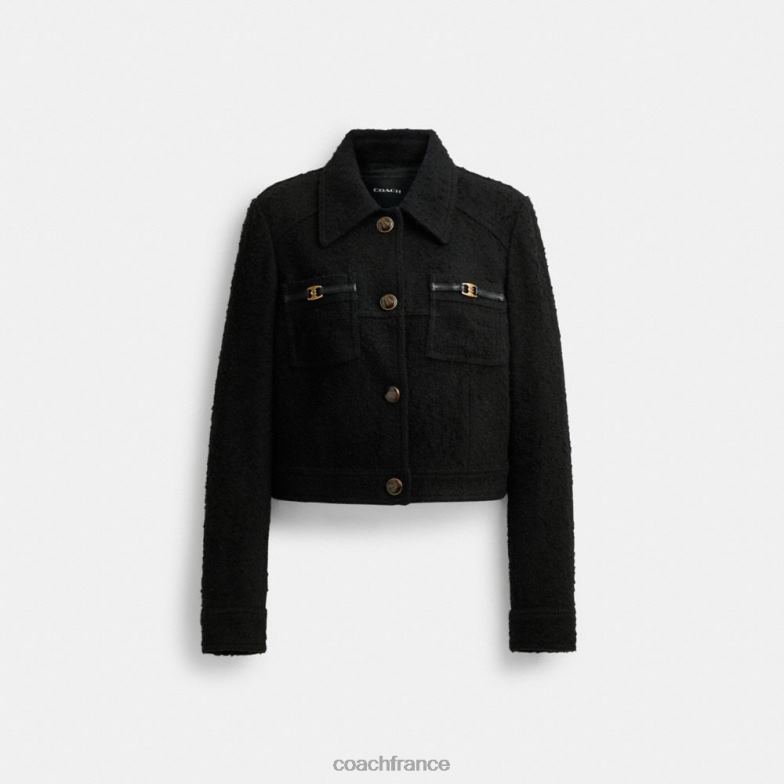 Coach femmes veste rétrécie en boucle noir HHR6J448