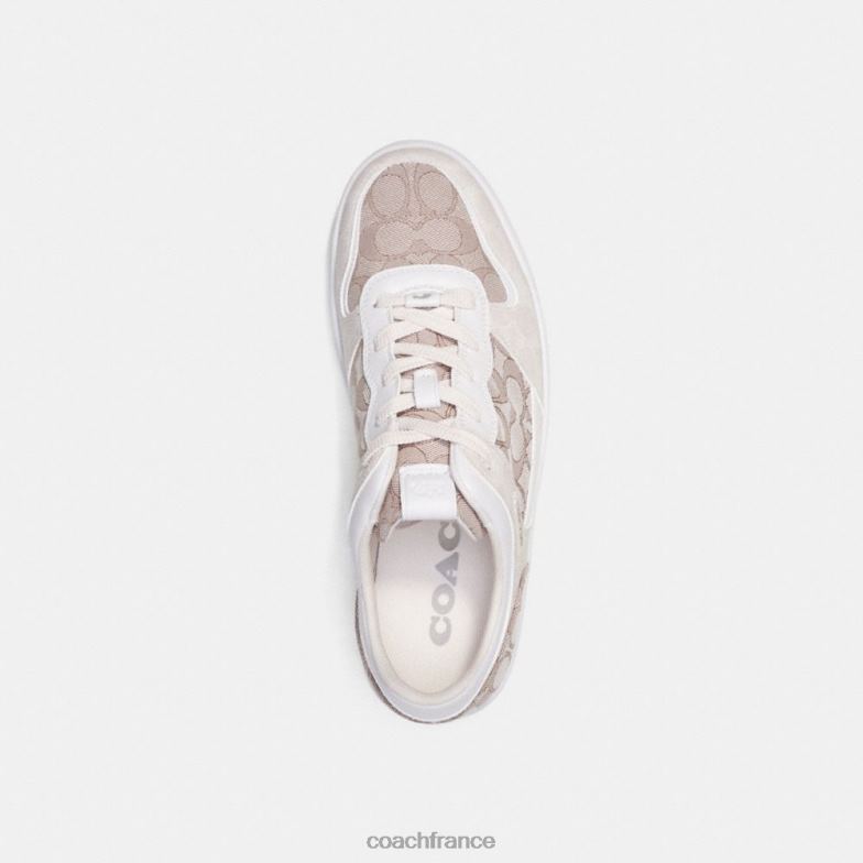Coach Hommes sneaker c201 en jacquard signature craie/pierre HHR6J744
