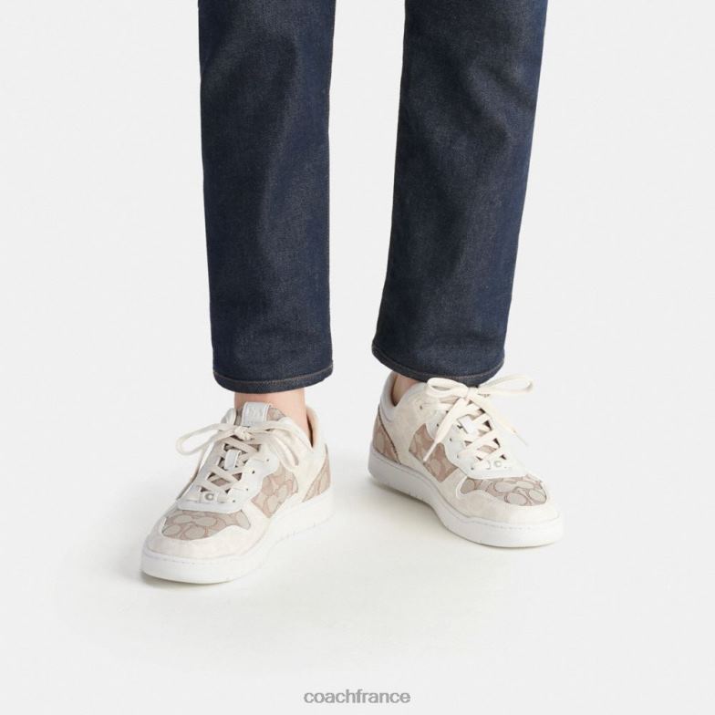 Coach Hommes sneaker c201 en jacquard signature craie/pierre HHR6J744
