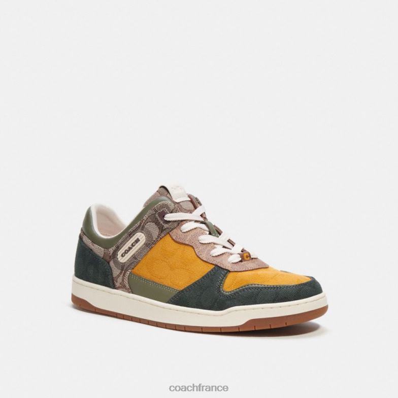 Coach Hommes sneaker c201 en tissu signature mixte chêne/renoncule/vert amazon HHR6J746