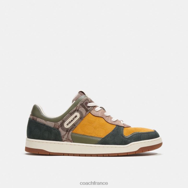 Coach Hommes sneaker c201 en tissu signature mixte chêne/renoncule/vert amazon HHR6J746