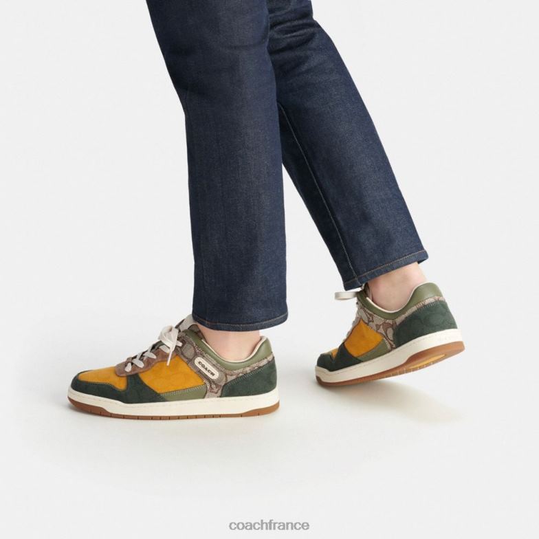 Coach Hommes sneaker c201 en tissu signature mixte chêne/renoncule/vert amazon HHR6J746