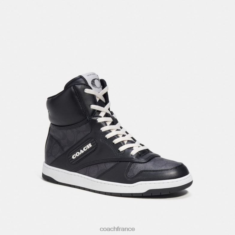 Coach Hommes sneaker montante c202 en toile exclusive anthracite/noir HHR6J741
