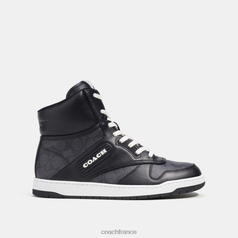 Coach Hommes sneaker montante c202 en toile exclusive anthracite/noir HHR6J741