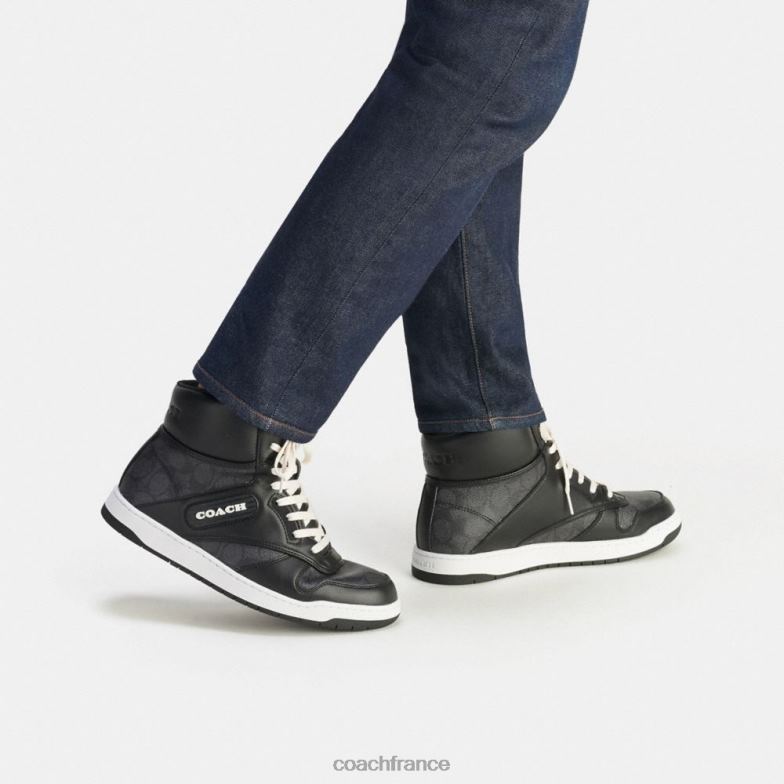 Coach Hommes sneaker montante c202 en toile exclusive anthracite/noir HHR6J741