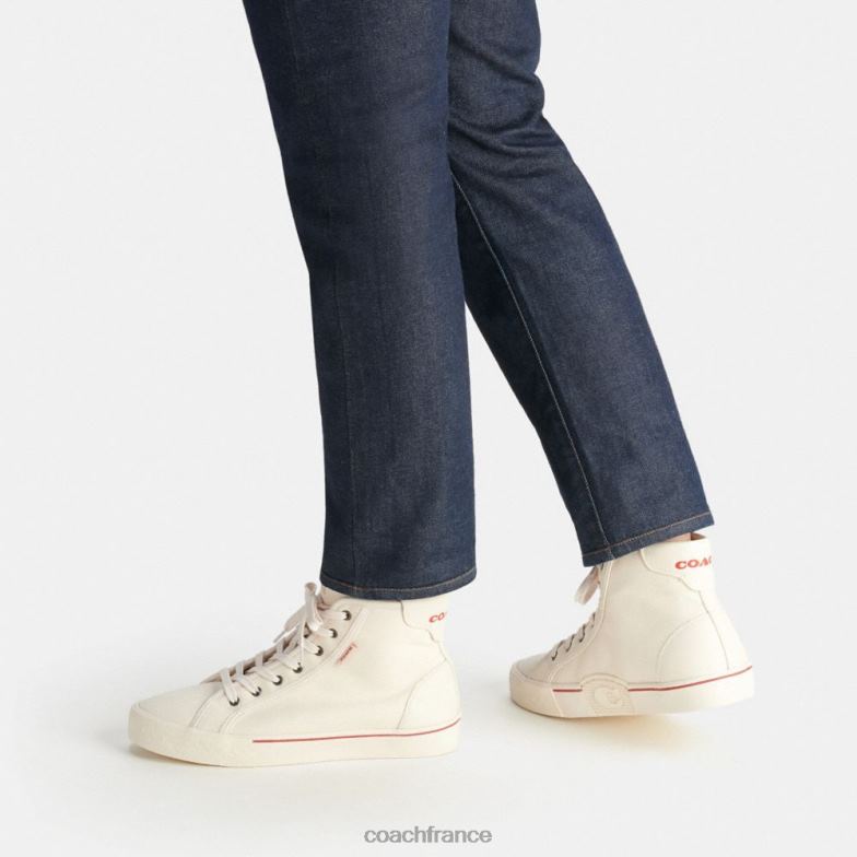 Coach Hommes sneaker montante skate craie sport rouge HHR6J747