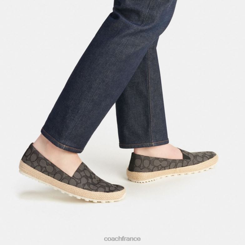 Coach Hommes espadrille en jacquard signature anthracite/noir HHR6J728