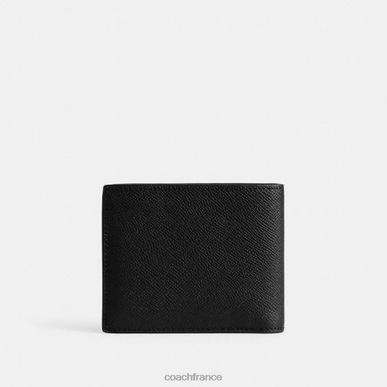 Coach Hommes Portefeuille 3-en-1 avec intérieur en toile emblématique noir HHR6J712
