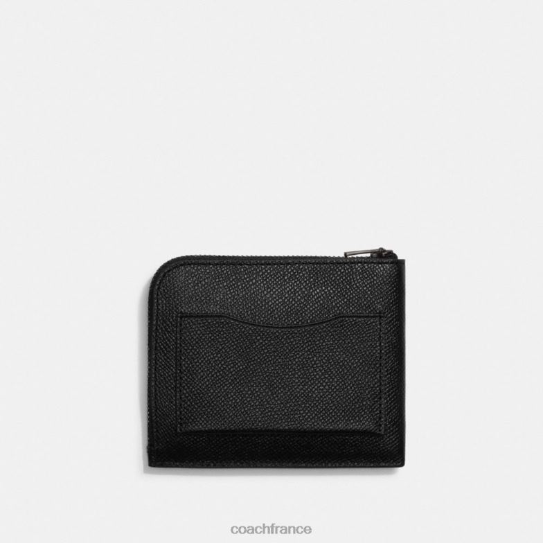 Coach Hommes Portefeuille 3 en 1 à fermeture éclair en L avec toile emblématique noir/charbon HHR6J711