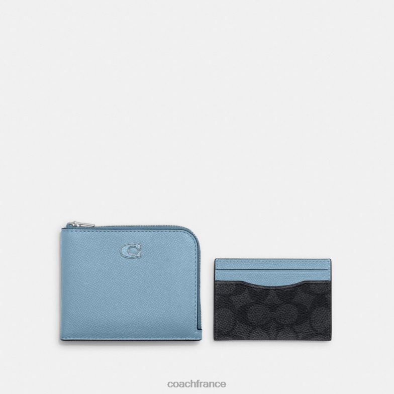Coach Hommes Portefeuille 3 en 1 à fermeture éclair en L avec toile emblématique piscine/charbon HHR6J715