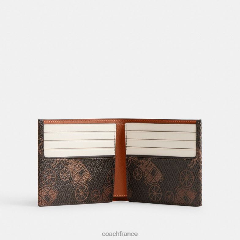Coach Hommes portefeuille double avec grand imprimé cheval et calèche truffe/ambre bruni HHR6J705