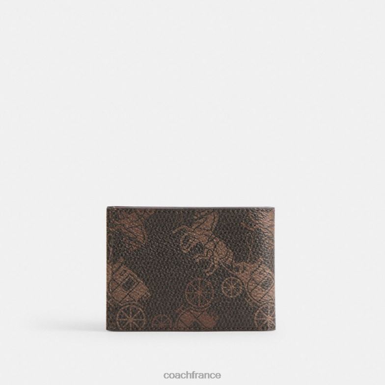 Coach Hommes portefeuille fin avec grand imprimé cheval et calèche truffe/ambre bruni HHR6J704