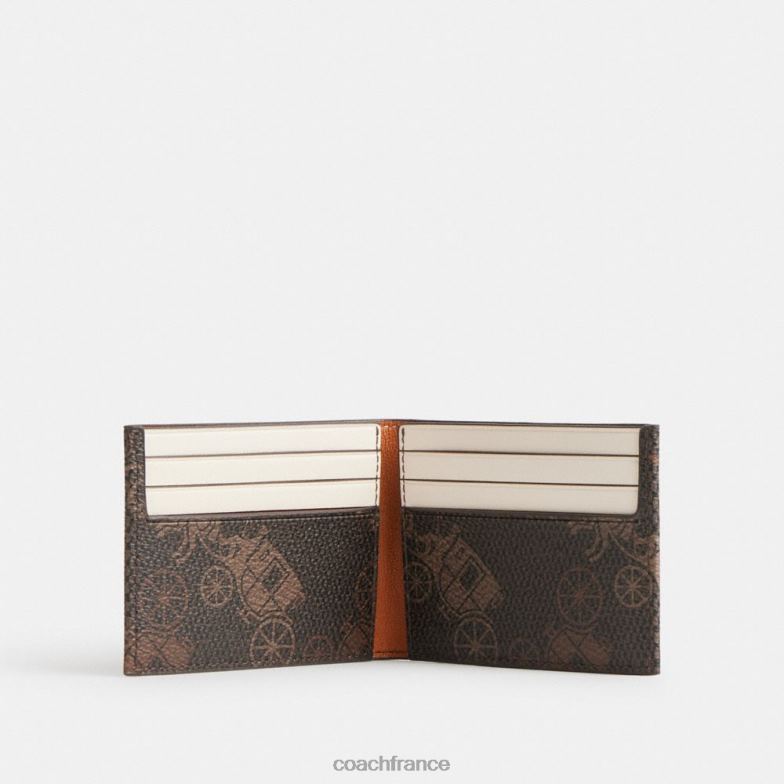 Coach Hommes portefeuille fin avec grand imprimé cheval et calèche truffe/ambre bruni HHR6J704