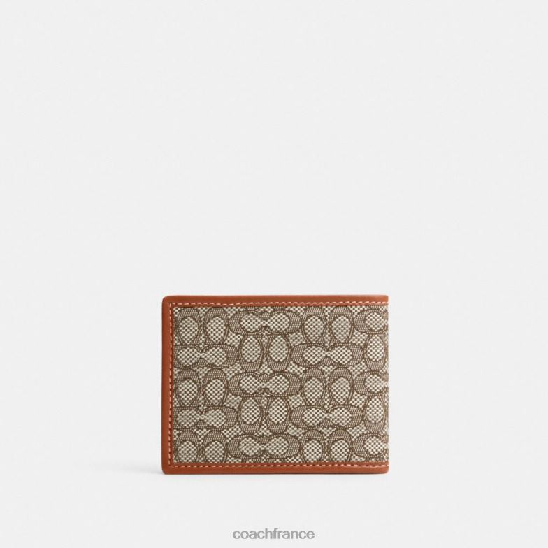 Coach Hommes portefeuille mince en jacquard micro signature cacao/ambre bruni HHR6J709
