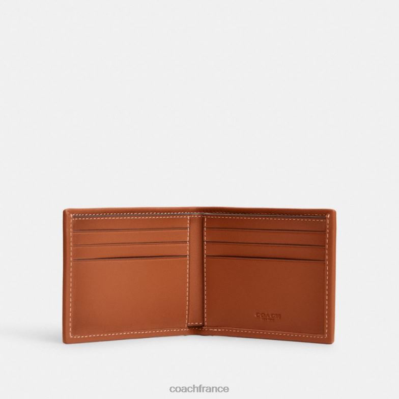 Coach Hommes portefeuille mince en jacquard micro signature cacao/ambre bruni HHR6J709
