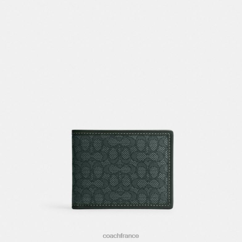 Coach Hommes portefeuille mince en jacquard micro signature vert amazonien HHR6J708