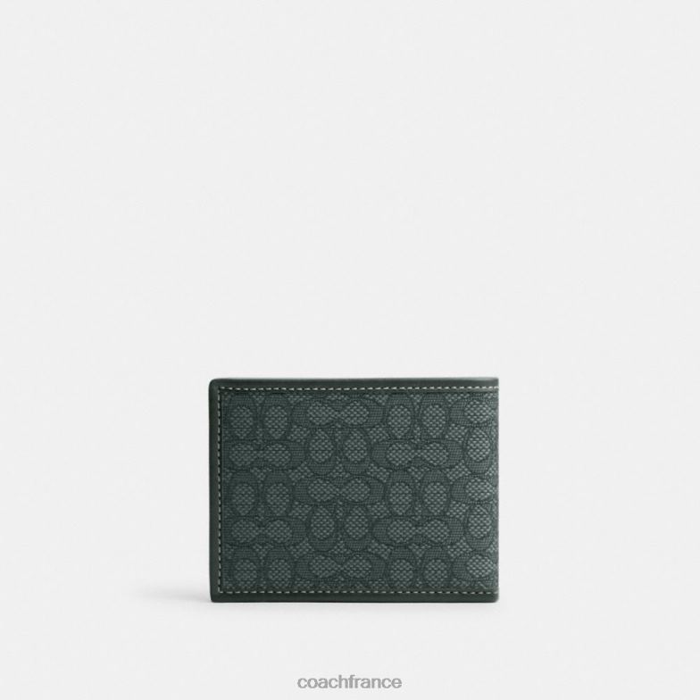 Coach Hommes portefeuille mince en jacquard micro signature vert amazonien HHR6J708