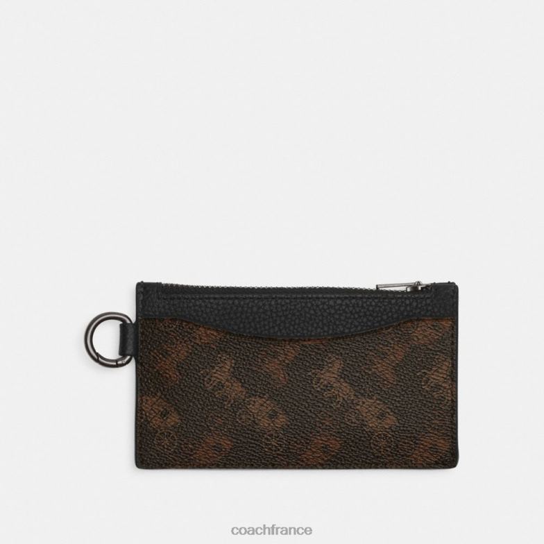 Coach Hommes porte-cartes zippé avec imprimé cheval et calèche truffe/noir HHR6J722