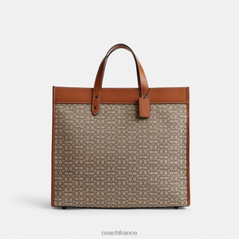 Coach Hommes cabas field 40 en jacquard micro signature cacao/ambre bruni HHR6J636
