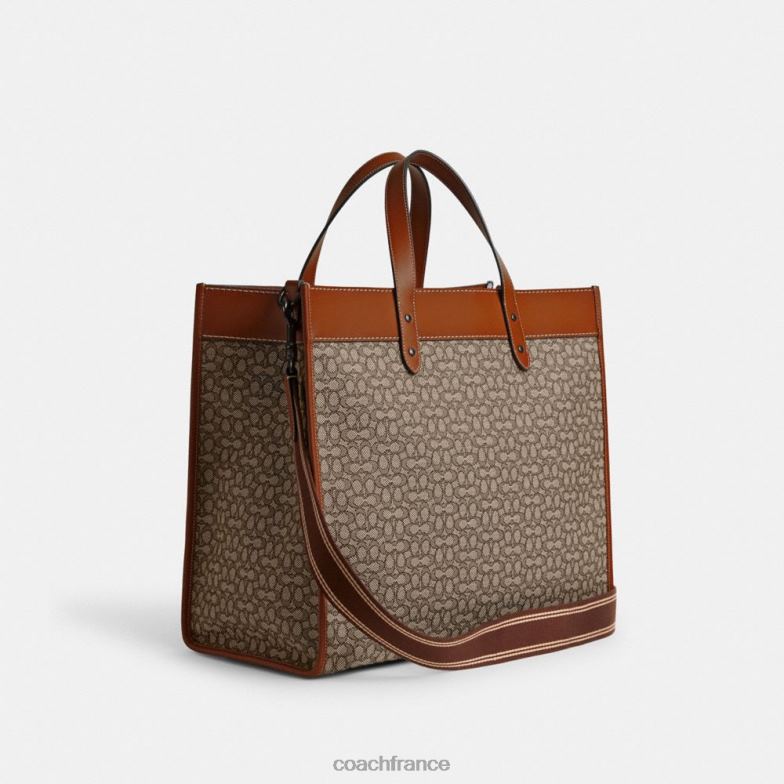 Coach Hommes cabas field 40 en jacquard micro signature cacao/ambre bruni HHR6J636
