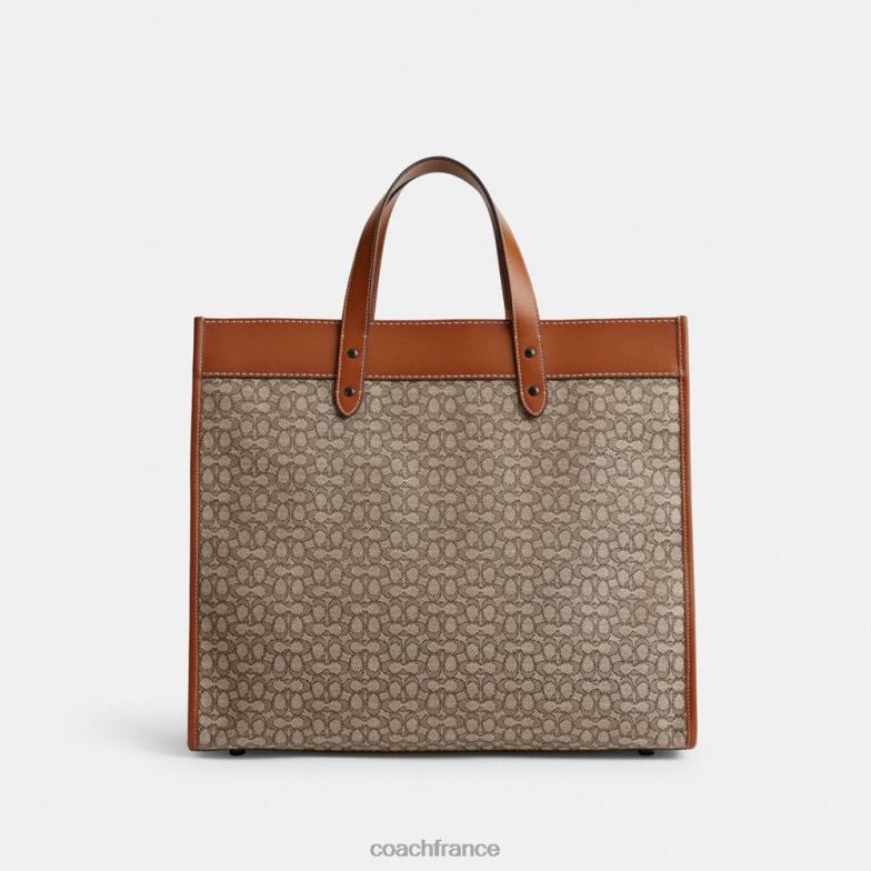 Coach Hommes cabas field 40 en jacquard micro signature cacao/ambre bruni HHR6J636