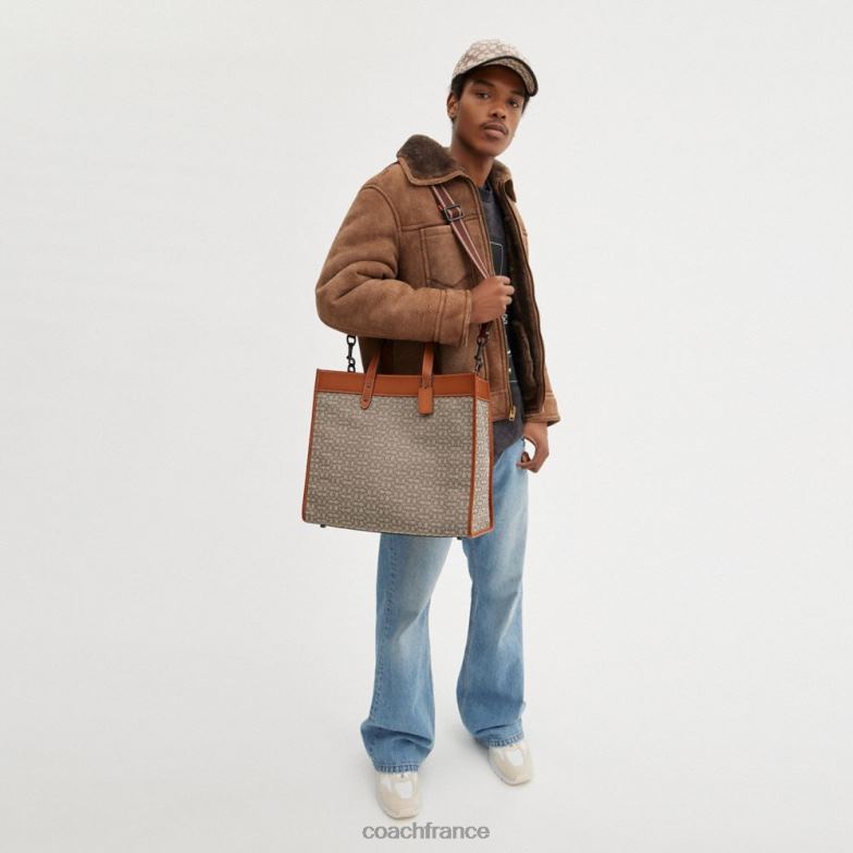Coach Hommes cabas field 40 en jacquard micro signature cacao/ambre bruni HHR6J636