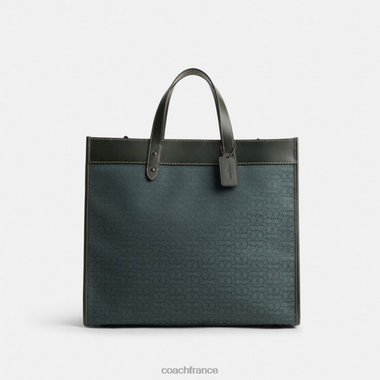 Coach Hommes cabas field 40 en jacquard micro signature vert amazonien HHR6J635