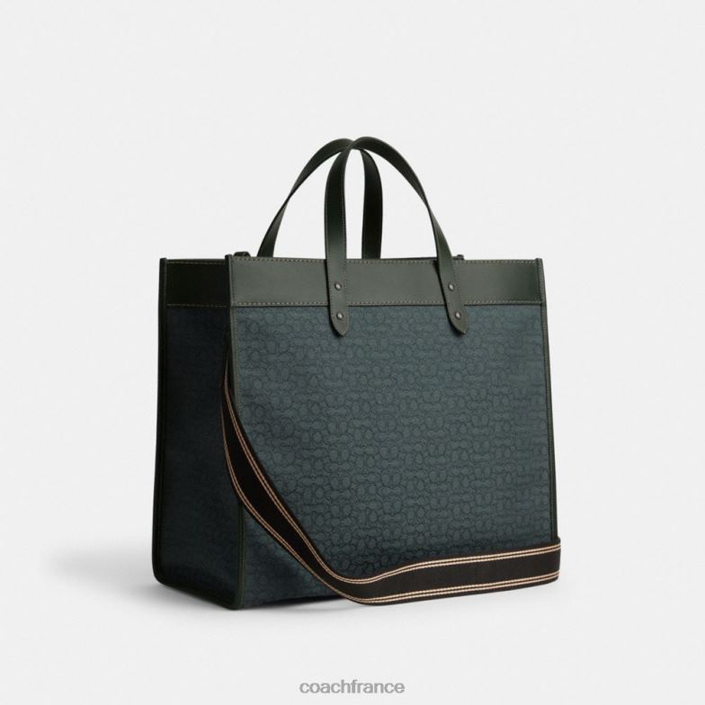 Coach Hommes cabas field 40 en jacquard micro signature vert amazonien HHR6J635
